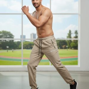 Men’s Lightweight Dry-Fit Sports Track Pants in Sand Beige